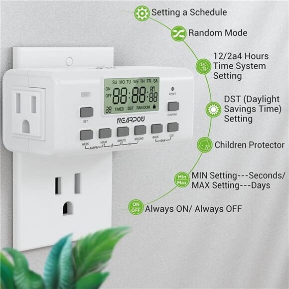 [2 Pack] Digital Timer For Lamp With Dual Outlets, Programmable Timer In Door - Picture 6 of 6
